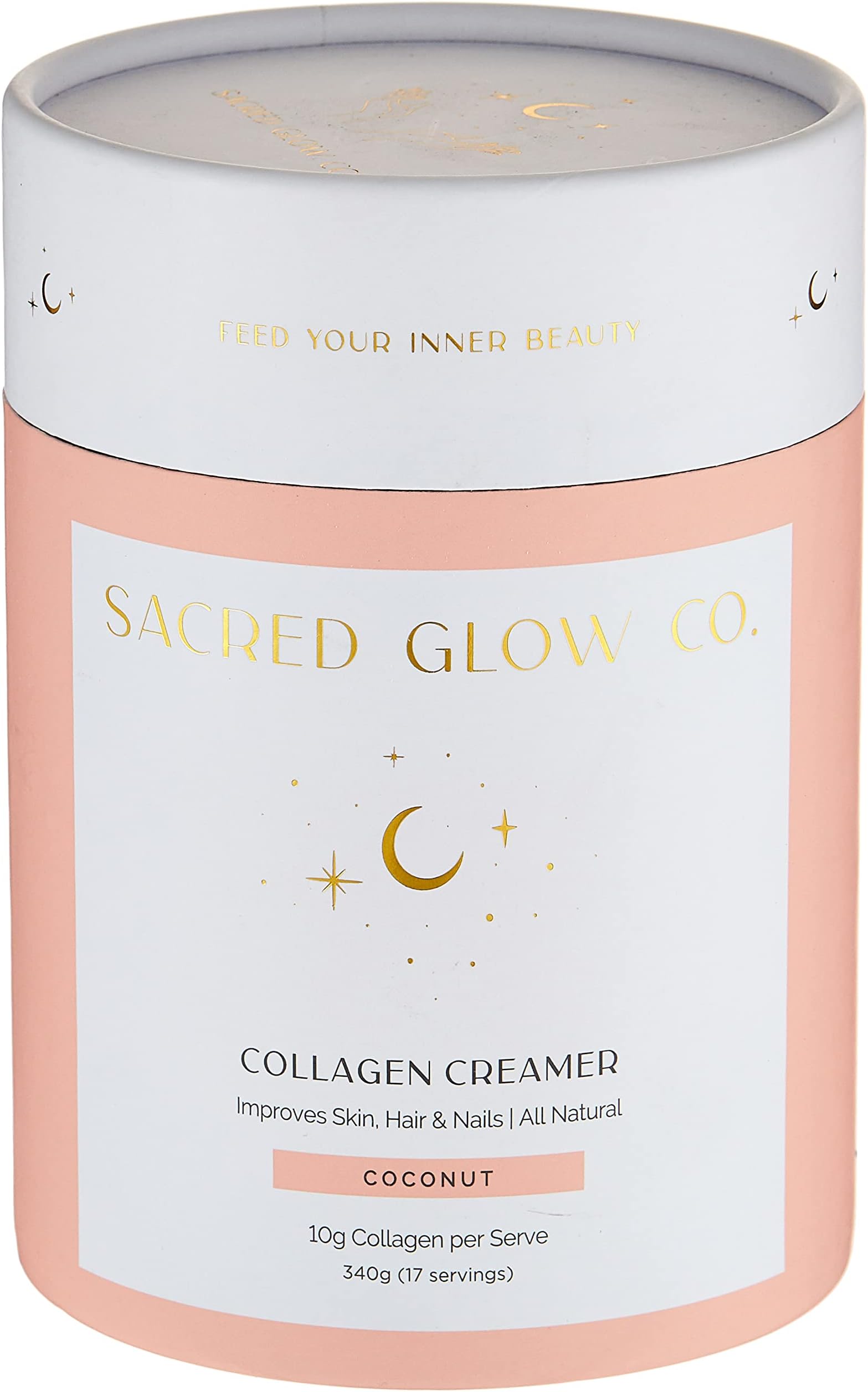 Collagen Creamer - Skin, Hair and Nail Beauty - Pure Grass Fed Bovine Collagen with New Zealand Grass Fed Milk Powder - 340g (17 servings) (Coconut)