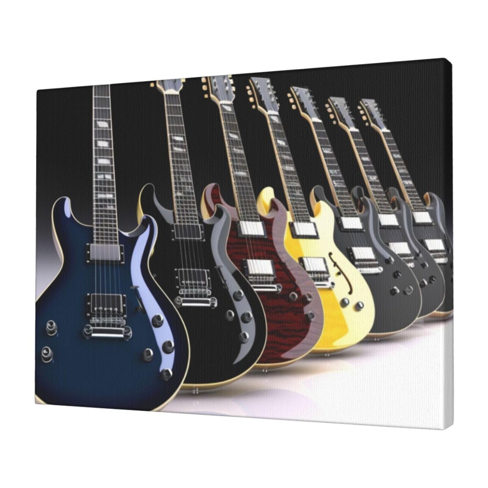 KLOPH electric guitar Canvas Wall Art for Living Room 12"x16" Modern Artwork Painting for Bathroom Hanging Canvas Prints Aesthetic Wallart for Bedroom Kitchen Office Wall Decor