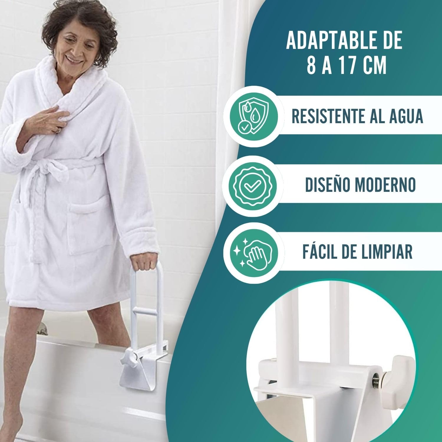 OrtoPrime Asa bañera Adultos y Niños - Agarraderas baño - Asidero para Baño - Barra ducha - Agarrador ducha Personas Mayores - Asidero Bañera Adultos - Apoyo Bañera - Asa de SEGURIDAD para Baño