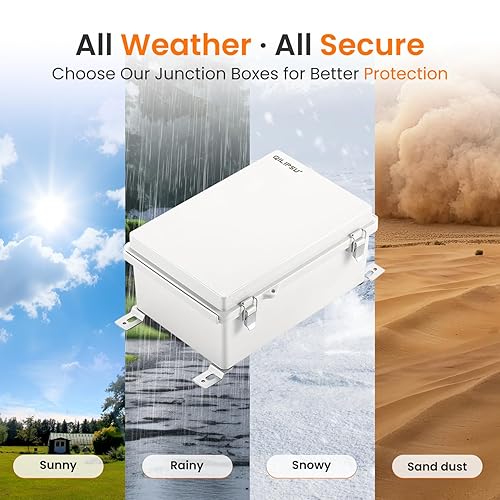 Miniatura 5 de QILIPSU - Caja de conexiones de acero inoxidable con tapa, bisagras y placa de montaje, universal, impermeable IP67, plástico ABS, gris, recinto