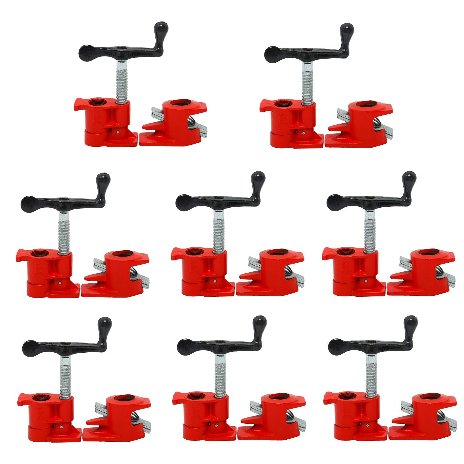YaeTek8 Pack 1/2" Wood Gluing Pipe Clamps Heavy Duty Cast Iron Bar Clamps Quick Release Woodworking Pipe Clamps (8pcs, 1/2")