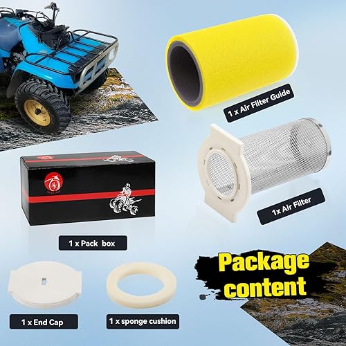 Miniatura 8 de Kit de filtro de aire, guía y tapa final para Yamaha Big Bear 350 Moto-4 250 350 Timberwolf 250 YFB250 1987-2000 Kodiak 400 YFM400FW 1993-1999