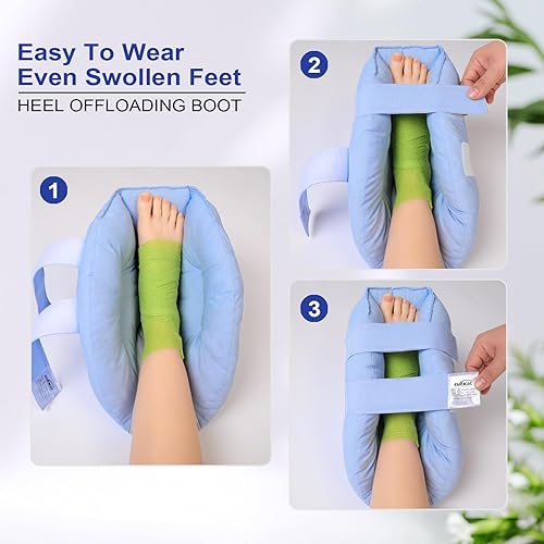 Miniatura 6 de Protectores de talón para úlceras por presión, botas acolchadas ajustables para el talón para ancianos postrados en cama, almohadas de apoyo