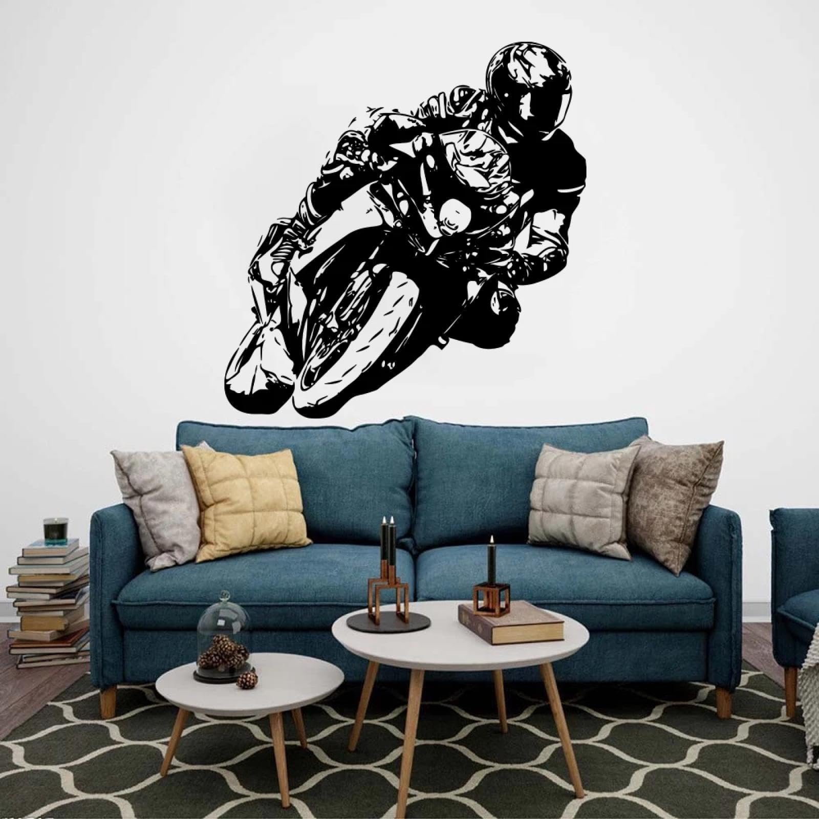Youousi Black Motorcycle, Bicycle, And Racing Wall Stickers; Racing Motorcycle Wall Stickers; Children's Room, Bedroom, Playroom Art Decals.