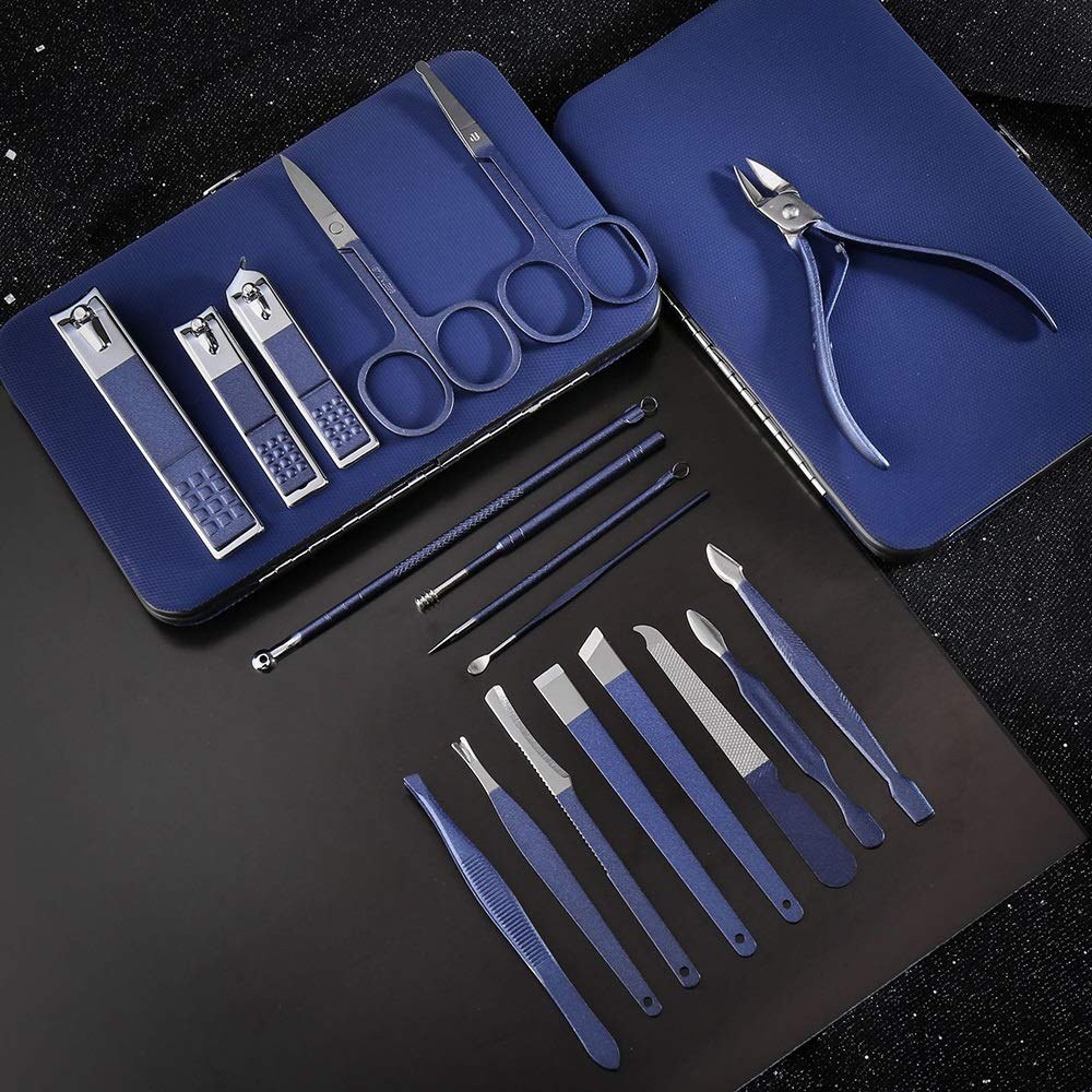 Zestaw do manicure 18/12/10/7 szt. Cool Blue Matte Texture Obcinacz do paznokci ze stali nierdzewnej Zestaw Beauty Pedicure Knife Profesjonalny zestaw narzędzi do manicure Pedicure Set Nail Kit (kolor