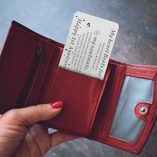 Miniatura 2 de 1 año aniversario 1er boda regalos románticos para marido, esposa, novio, novia, billetera de metal, tarjeta de hierro para él, tarjetas de
