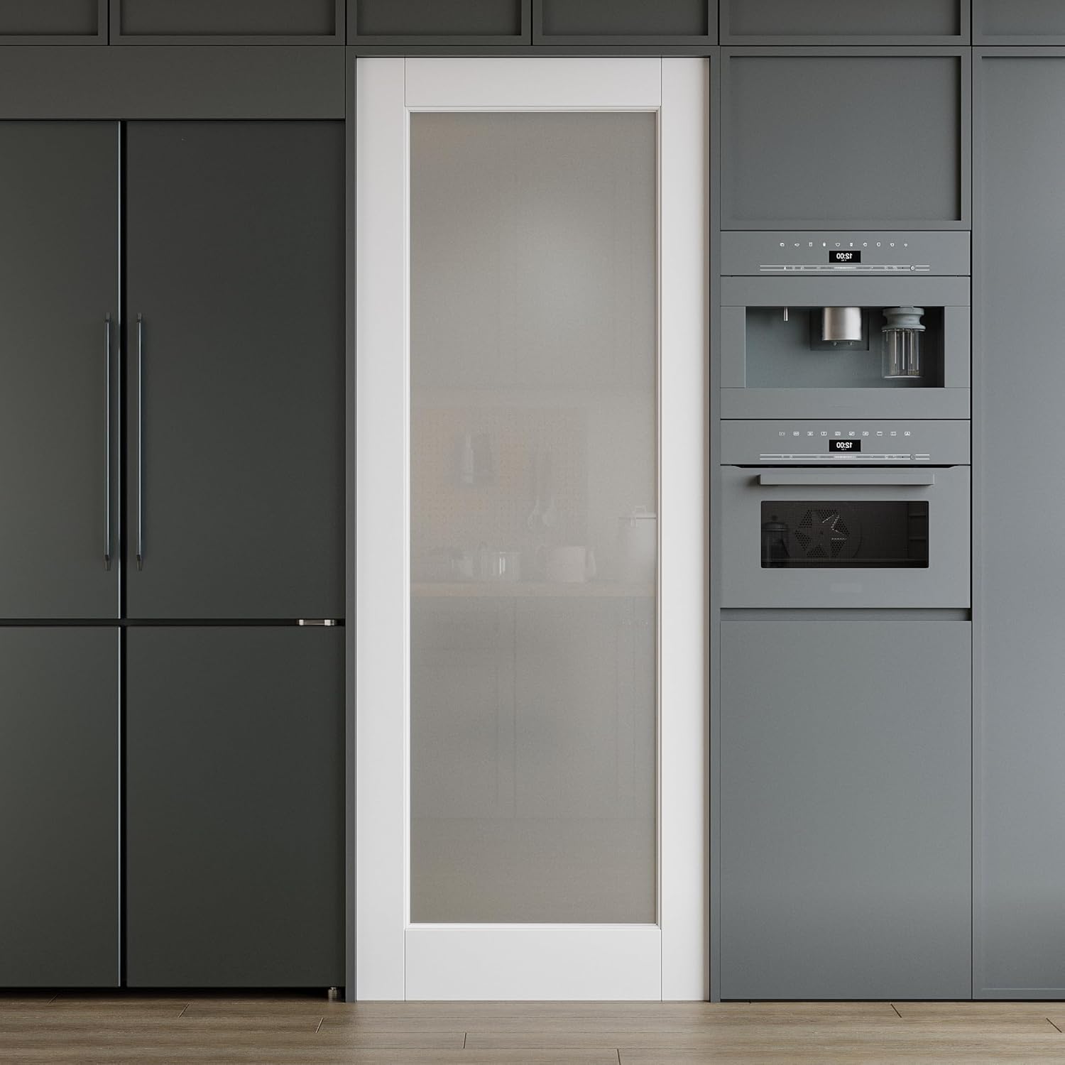 26 x 80 Interior Door Slab, Glass Door, Room Doors with Frosted Glass, Solid Core 1 Panel Prebuilt Panel, Paintable Sinlge French Pantry Doors, Privacy Protected