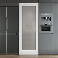 Vista 15 de Losa de puerta interior de 18 x 80, puerta de vidrio, puertas de despensa con vidrio esmerilado, panel preconstruido de 5 paneles de núcleo sólido