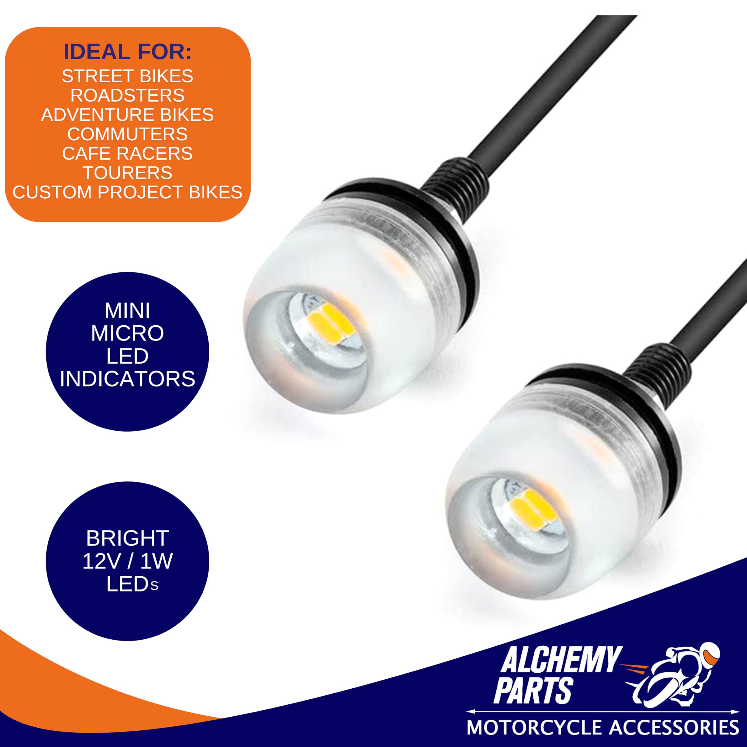 2pcs Black Motorcycle Metal Bullet Turn Signal Blinker Indicator Amber Light 12V