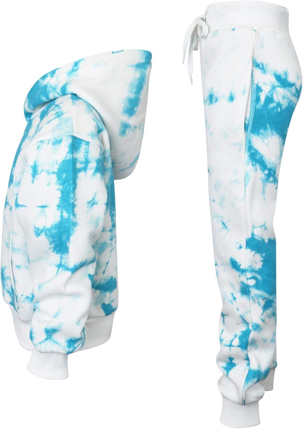 Kids Cropped BlueTie Dye Tracksuit Hoodie Jogging Sweatpants Girls Age 5-13 Yrs