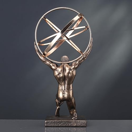 Miniatura 6 de Veronese Design 9 pulgadas Atlas que lleva la estatua de la esfera celestial final del bronce antiguo de la resina del molde en frío