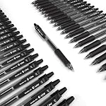 Pack de 46 Stylos à Encre Gel Lineon (20 Stylos Gel avec 26 Recharges) Pointe Moyenne Écriture Rétractable Écriture Fluide avec Prise Confortable pour Bureau École