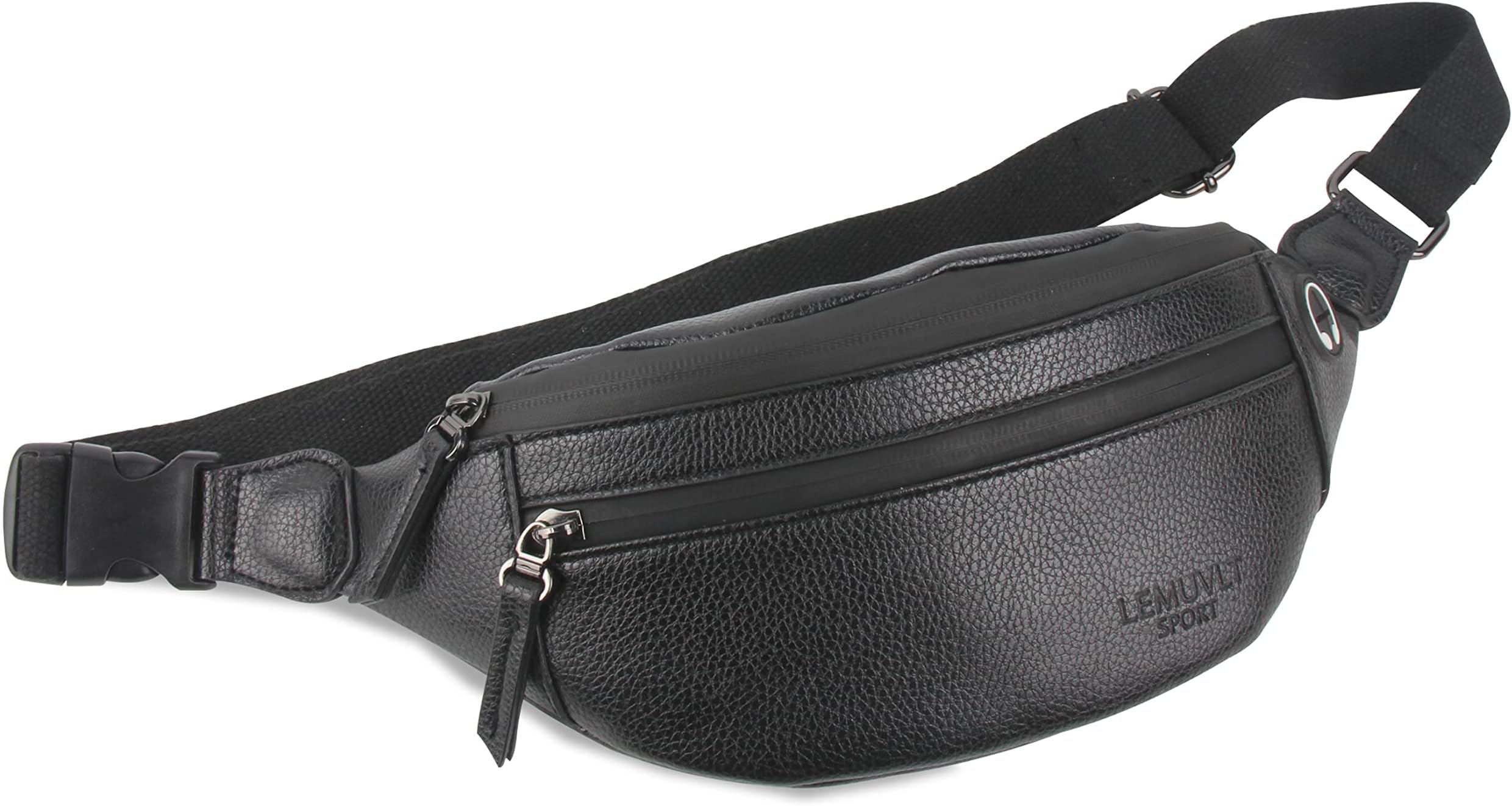 Fanny Packs for Women Men, Cute Fanny Pack for Kids Teens Girls Boys, Fashion Waterproof Waist Pack with Multi-Pockets Adjustable Belt, Casual Bag Bum Bags Hip Pouch for Travel Hiking, PU Black