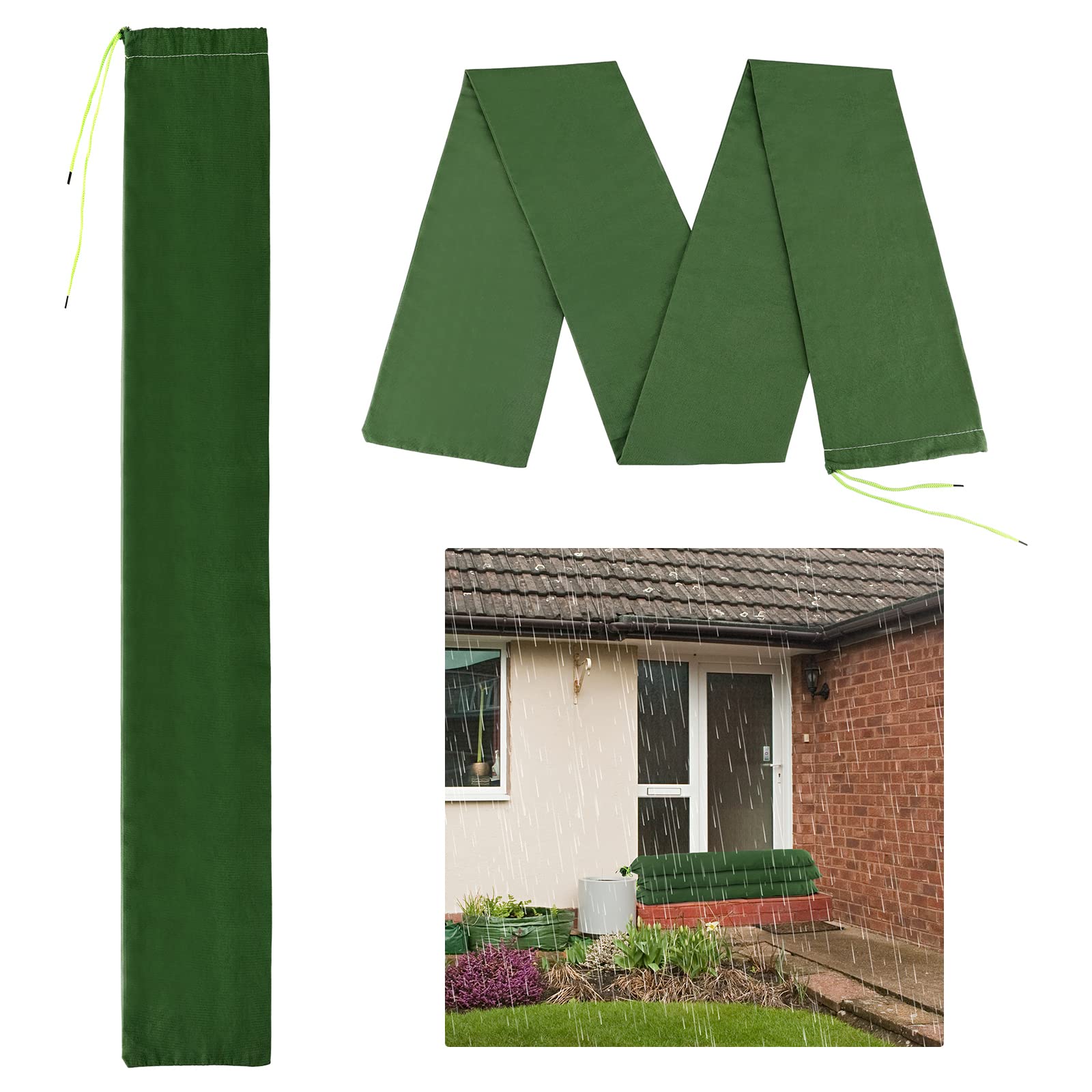 4 bolsas de arena de barrera de agua de inundación, bolsas de arena largas de lona con banda elástica, bolsas de arena reutilizables de tubo para inundaciones, lluvia, huracanes, puertas de