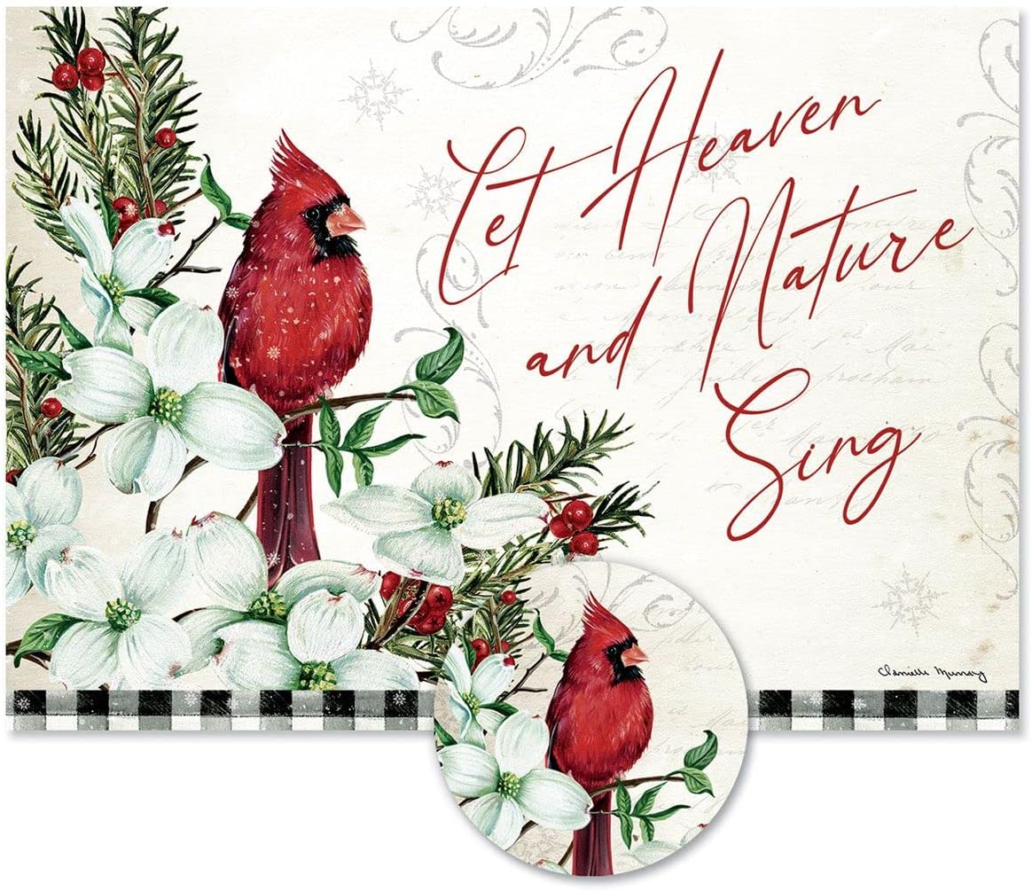 Colorful Images Winter Cardinal & Dogwood Personalized Christmas Card by Danielle Murray - Set of 24 Cards, Envelopes and Seals, Card Stock, 5 x 7 Inches