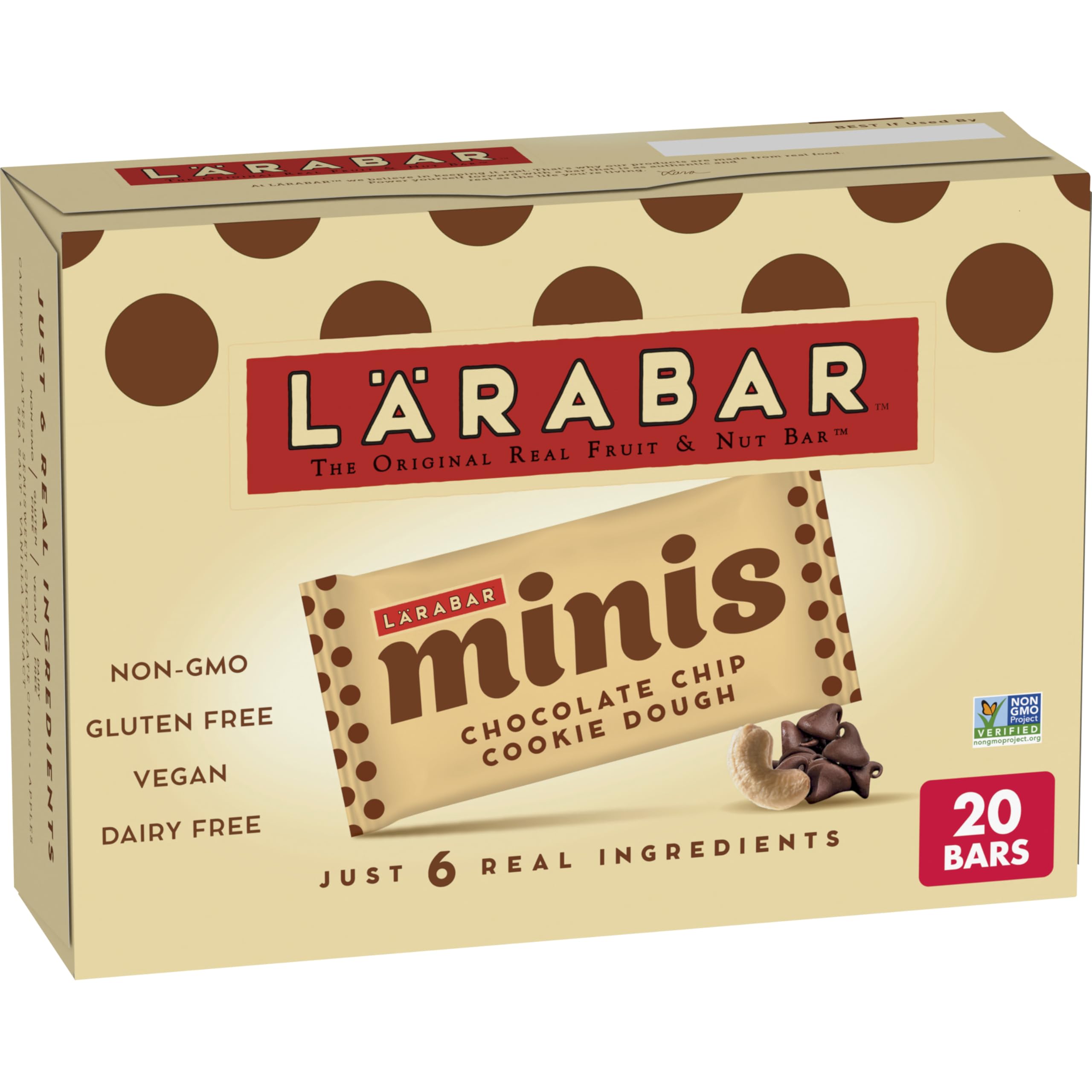 - Larabar Chocolate Chip Cookie Dough Mini Bars, Gluten Free Vegan Bar, 20 ct