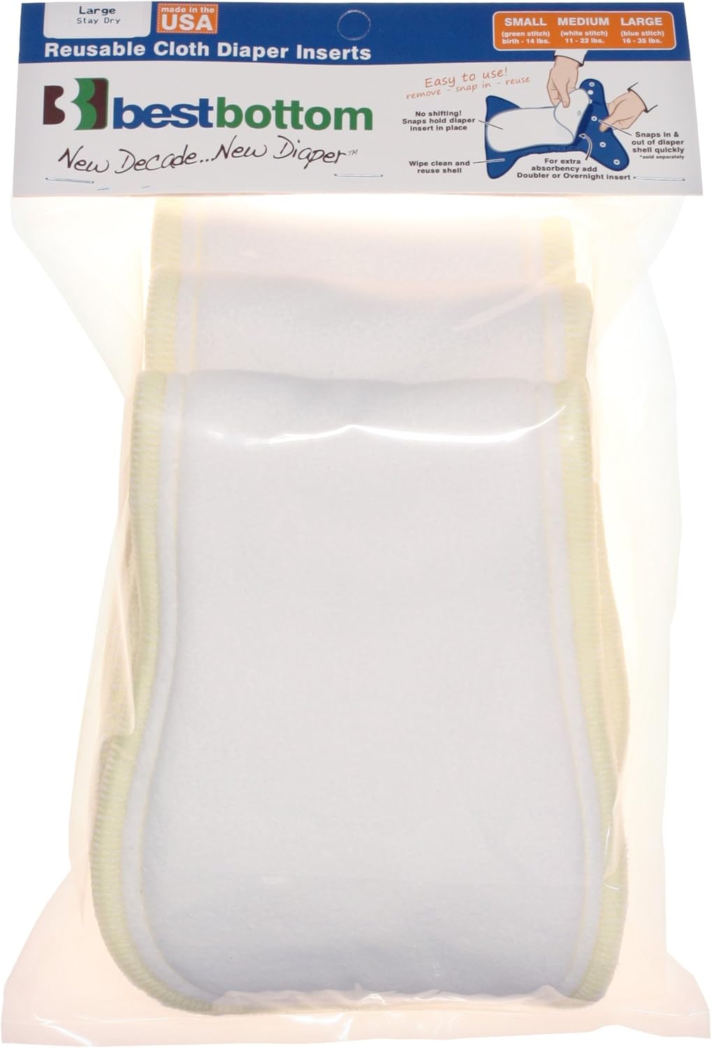 Best Bottom Inserts, Stay Dry, XLarge, 3Pack Baby