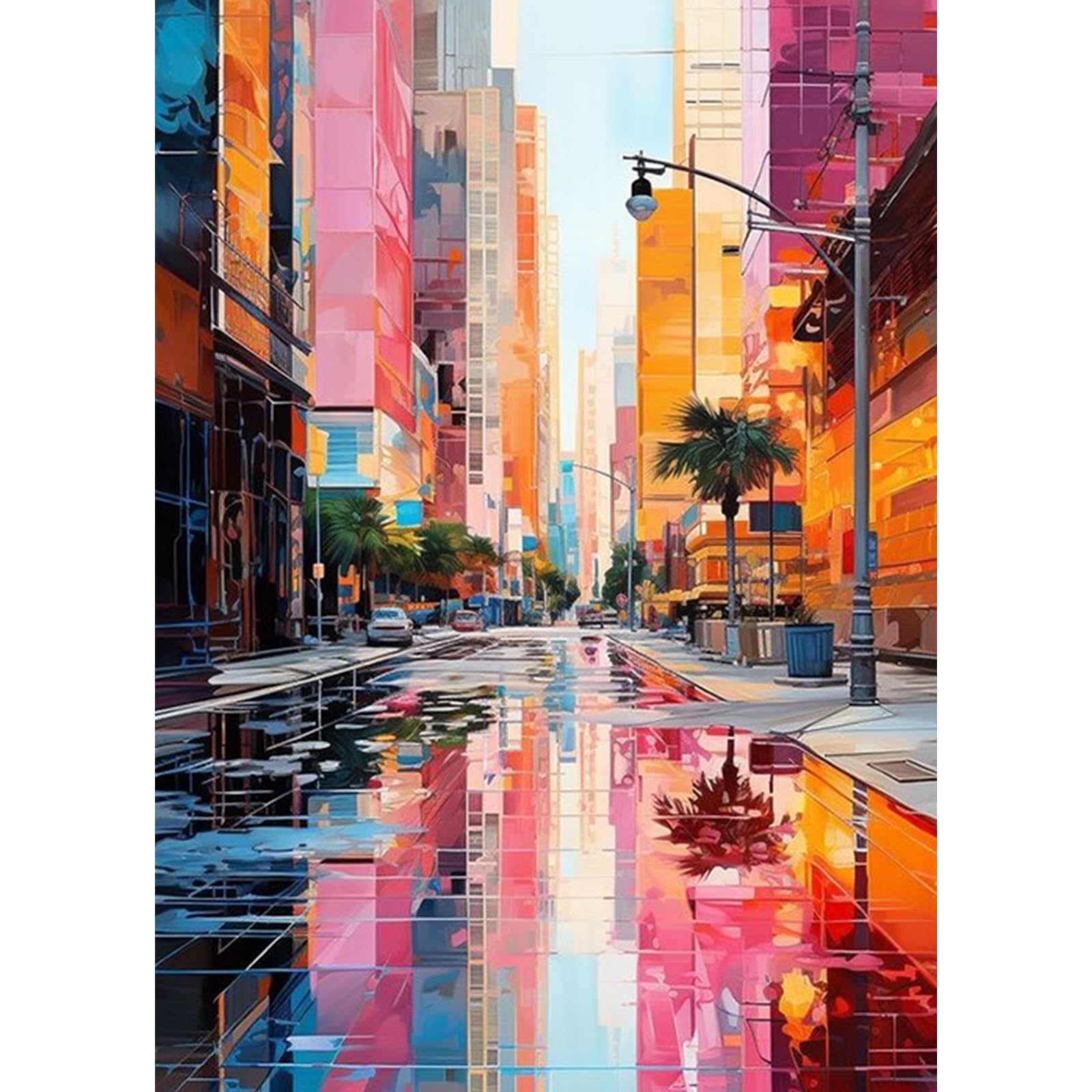 Okarina5D Diamond Painting Kits for Adults, DIY Diamond Art Kits Paint with Round Diamonds, Glass City Street Full Drill Gem Art Canvas Painting Kit for Wall Home Decor Gift 12 x 16 Inch