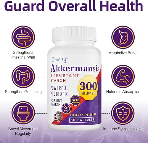 Miniatura 3 de 300 mil millones de AFU Akkermansia Muciniphila - Probióticos vivos Akkermansia para hombres y mujeres, para GLP-1, digestivo, intestino, inmune y