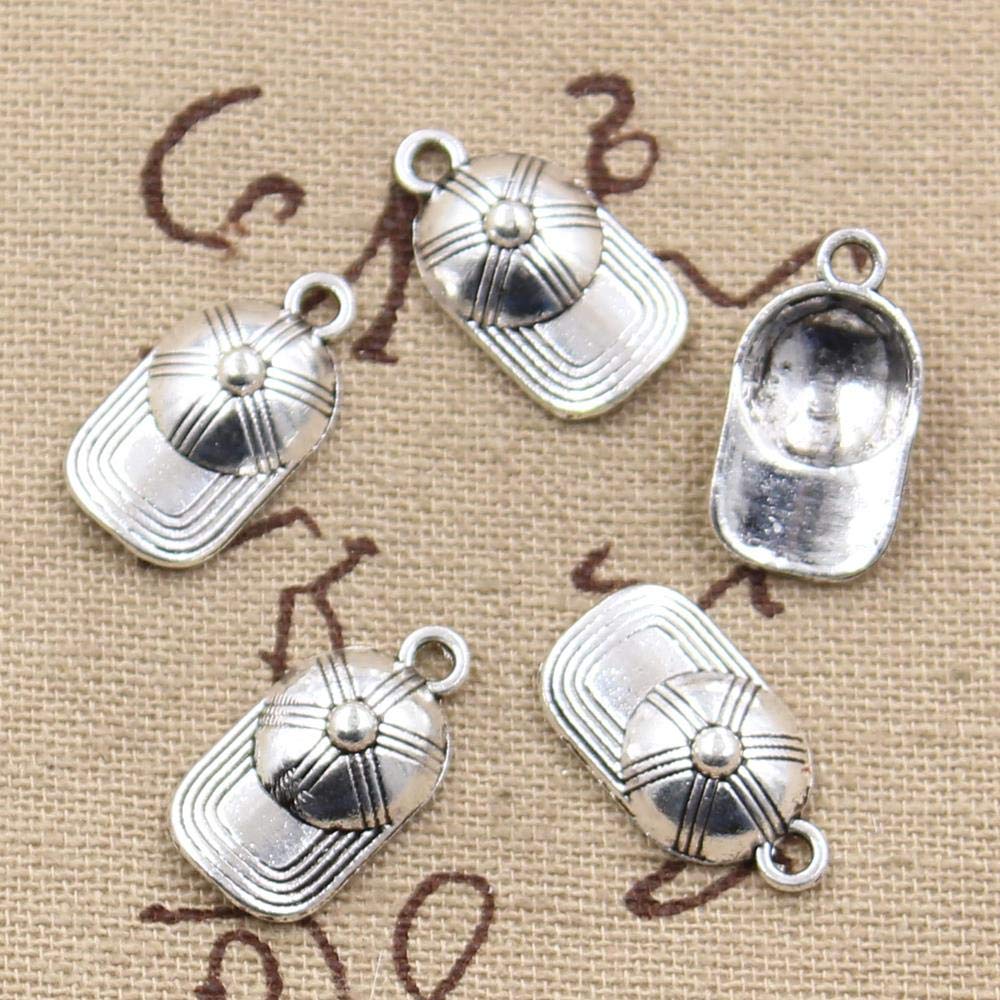 FZSWD 25pcs Charms Baseball Ball Cap Hat 20X10mm Antique Bronze Silver Color Plated Pendants Making Diy Handmade Tibetan Jewelry
