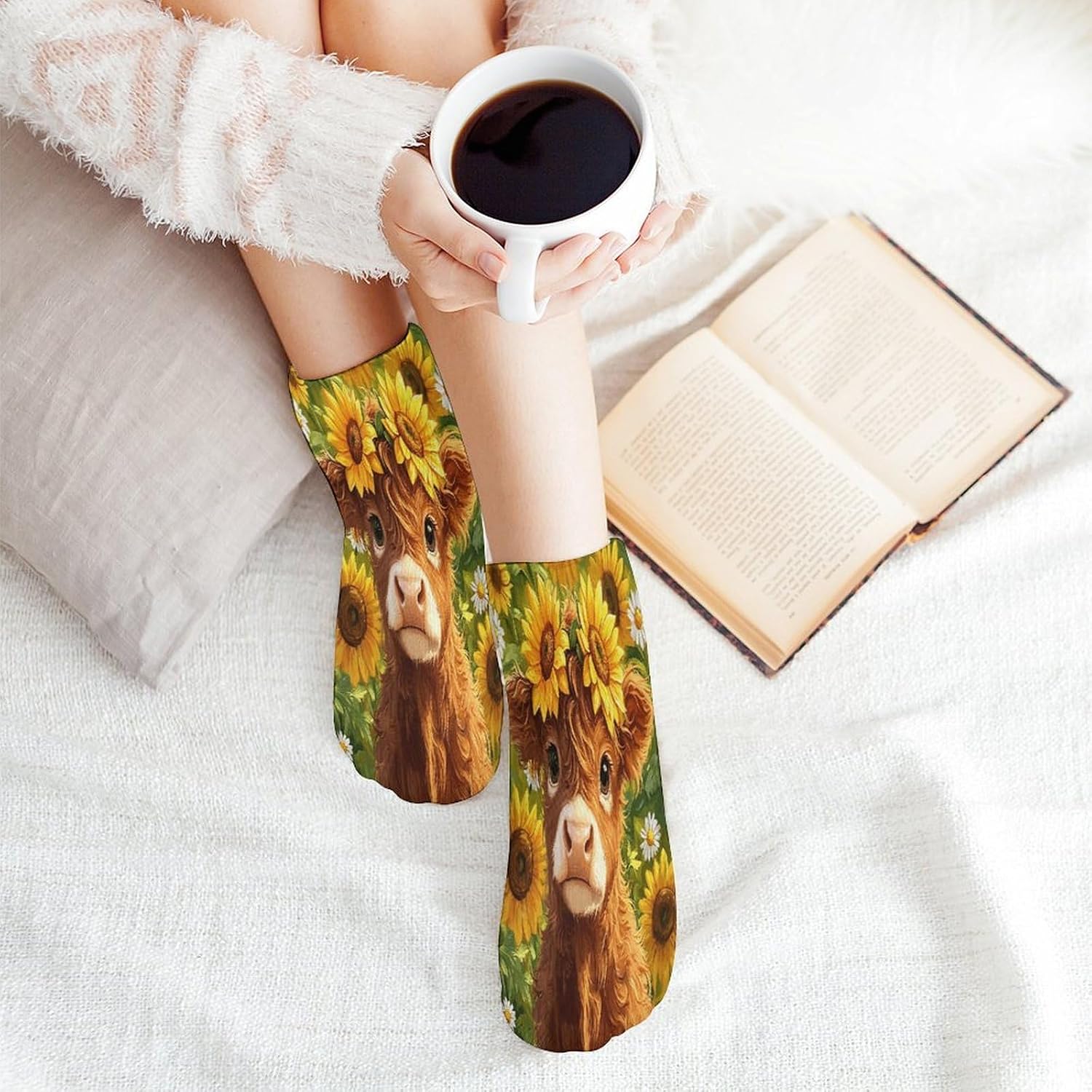 Sunflower Highland Calf 5Pairs Low Cut Ankle Socks for Women No Show Casual Breathable Athletic Socks for Sport