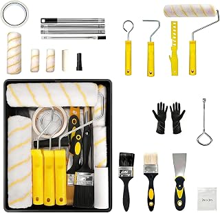 Paint roller wall paint paint set, paint roller, 21-piece paint roller kit, a roller set for painting and painting, with stainless steel telescopic rod, suitable for walls, ceilings, doors and windows