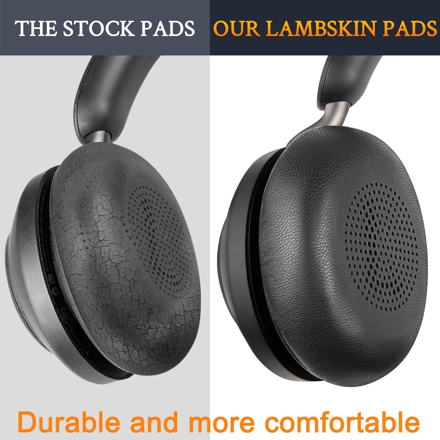 SOULWIT Lambskin Earpads Replacement for Jabra Evolve2 65 (Evolve 2 65MS 65UC MS UC)/Evolve2 40 (40UC 40MS USB)/Elite 45h On-Ear Wireless Headset - Black - Image 4