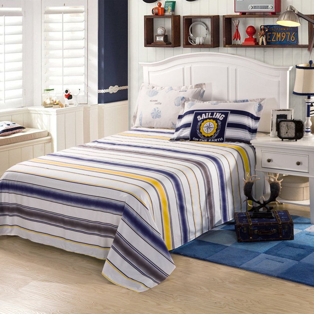 Draps en coton 160x230 lit simple double drap plat 63x91 inch