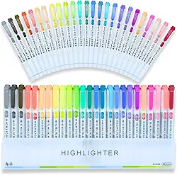 Canetinhas Highlighter colorir Marcador Fluorescente Marca-Texto De Duas Extremidades De Cor Suave Para Colorir, Sublinhado, Destaque, Pontas Largas E Finas, 25 Cores