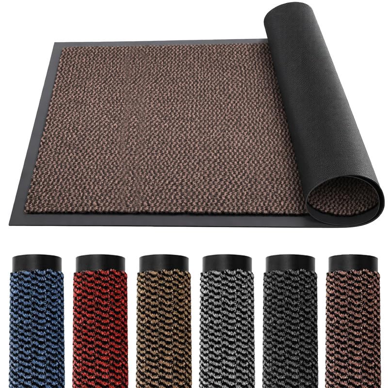 TrendMakers DOOR MATS BIG EXTRA LARGE (BROWN & BLACK) DIRT TRAPPER BARRIER MAT PVC HEAVY DUTY NON SLIP KITCHEN ENTRANCE HALL RUNNER RUG MATS 90X150CM (3ft x 5ft) | POLYPROPYLENE PILE โ image 1