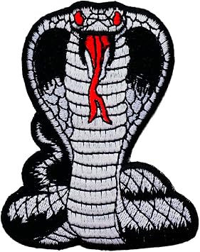 Graphic Dust Cobra Embroidered Iron On Patch Snake Patch Serpent Python Biker Motorcycle Jean Jacket Gang Racing Heavy Metal Patch