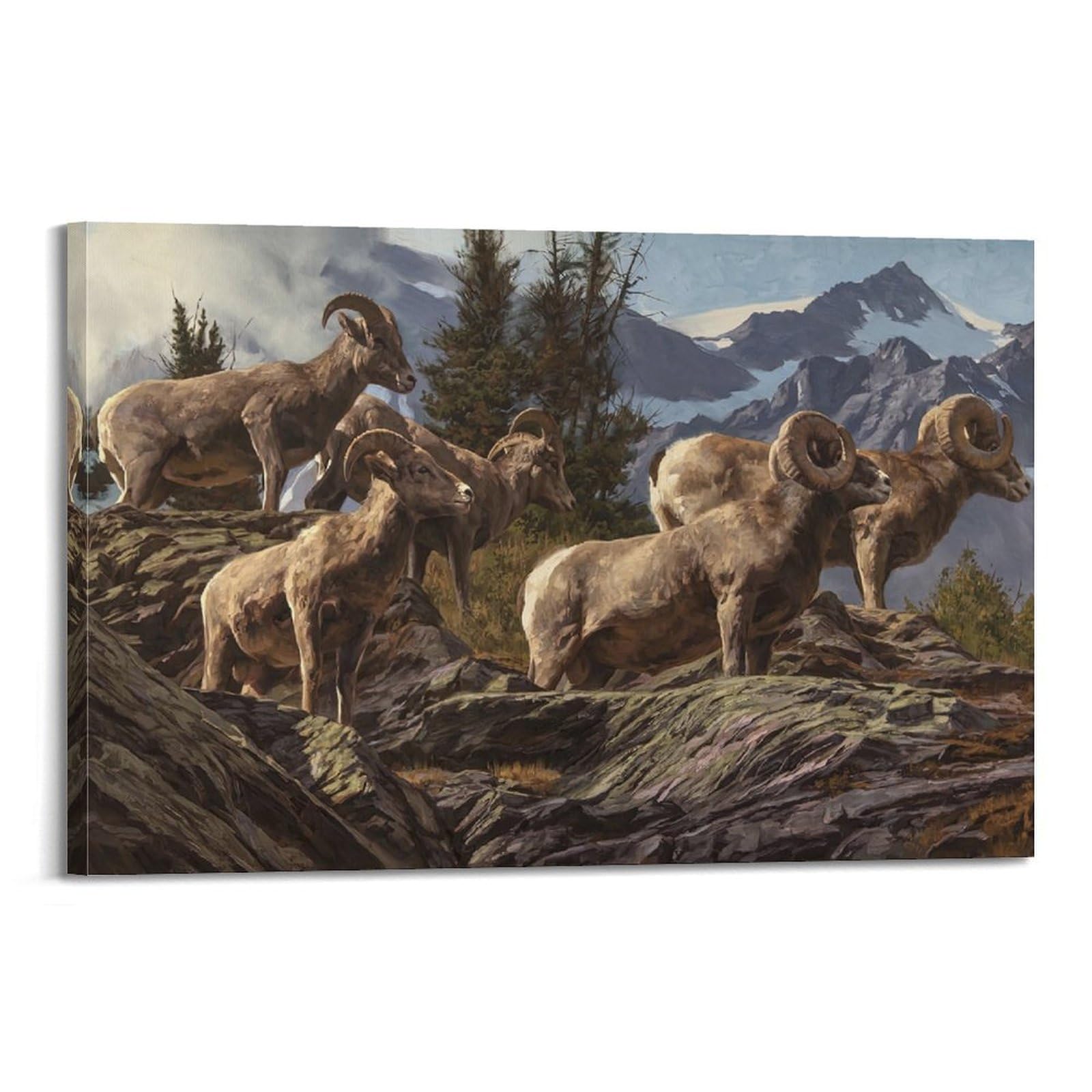 ZSZWHJ Animal Poster Herd of Goats on The Mountain Poster Decorative Painting Canvas Wall Posters And Art Picture Print Modern Family Bedroom Decor Posters 16x24inch(40x60cm)