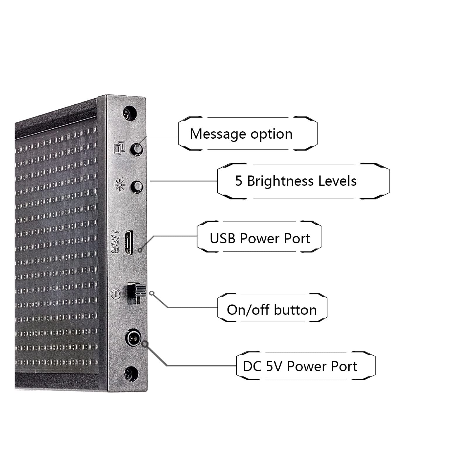 Panel LED Ekran wyświetlacza LED P5 50 CM/USB LED Otwarty znak Niestandardowy programowalny przewijany tekst Reklama Regulowane jasne światło panelu do samochodu, baru, hotelu, ciężarówki(Chain,Mixe