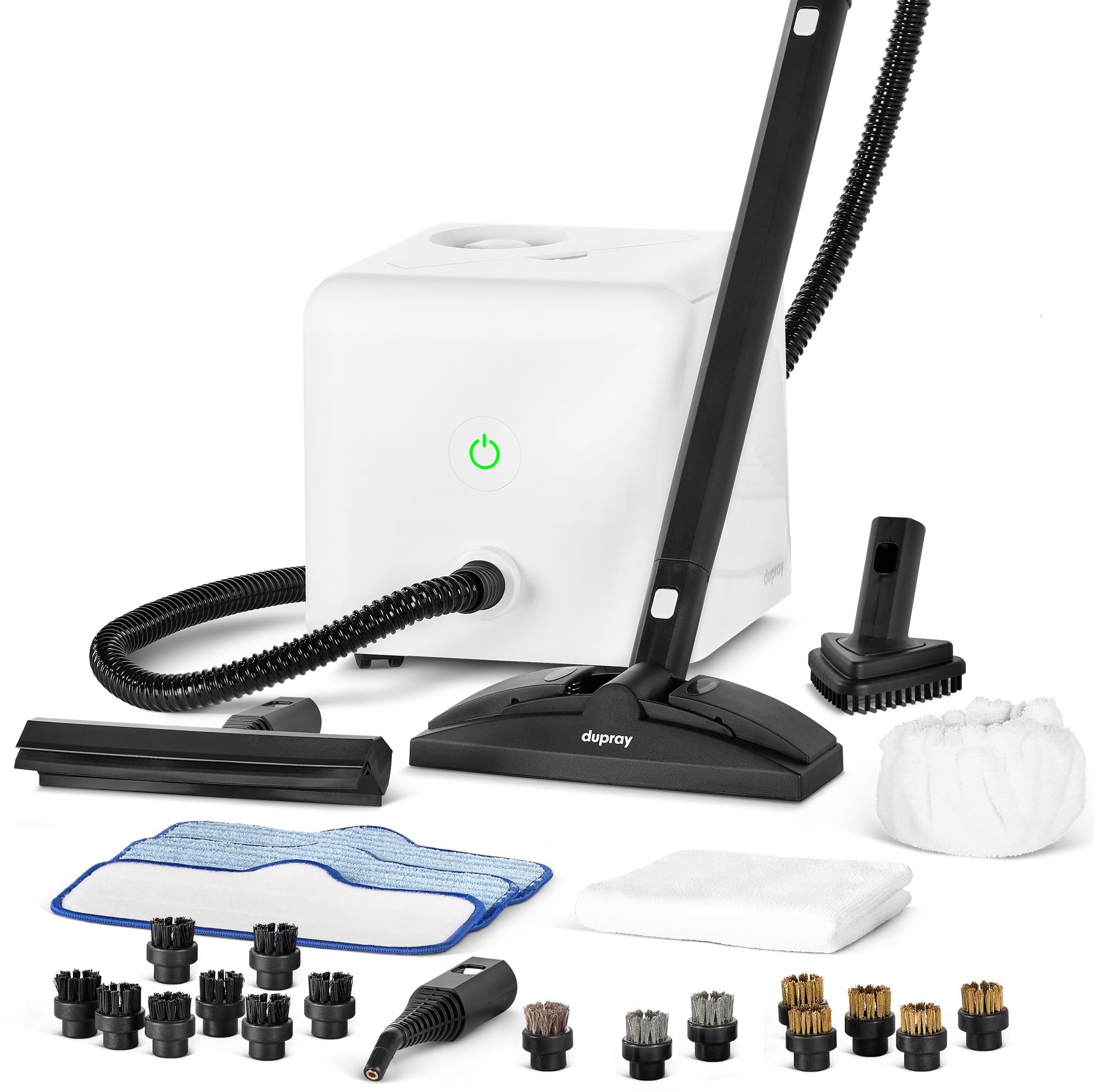Limpiador de vapor Dupray Neat con kit de 27 accesorios - Potente limpieza para suelos, coches, azulejos, juntas, detalle y precisión (Neat incluye 16 cepillos diversos)