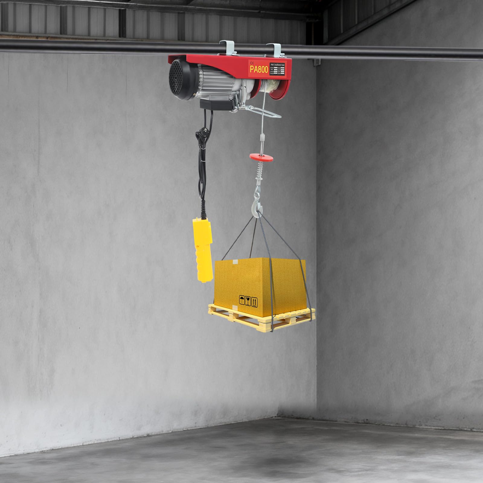 Polipasto eléctrico de cadena de 1300 W, 800 kg de capacidad de doble cable, elevador de cadena de acero, con cable de cadena, cabrestante para grúa de taller, carretilla industri