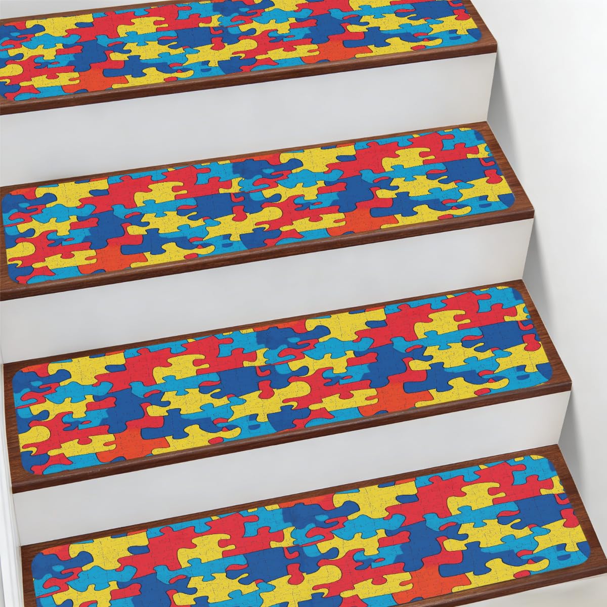 Alfombra antideslizante suave de diseño rompecabezas para proteger escaleras interiores