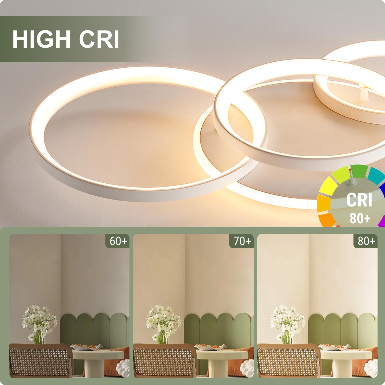 Lampadario Dimmerabile 3000K-6000K, Plafoniera LED Soffitto, 45W 3800lm | lampadario soggiorno, lampadario led, plafoniera led soffitto dimmerabile per Soggiorno Camera da Letto Sala da Pranzo
