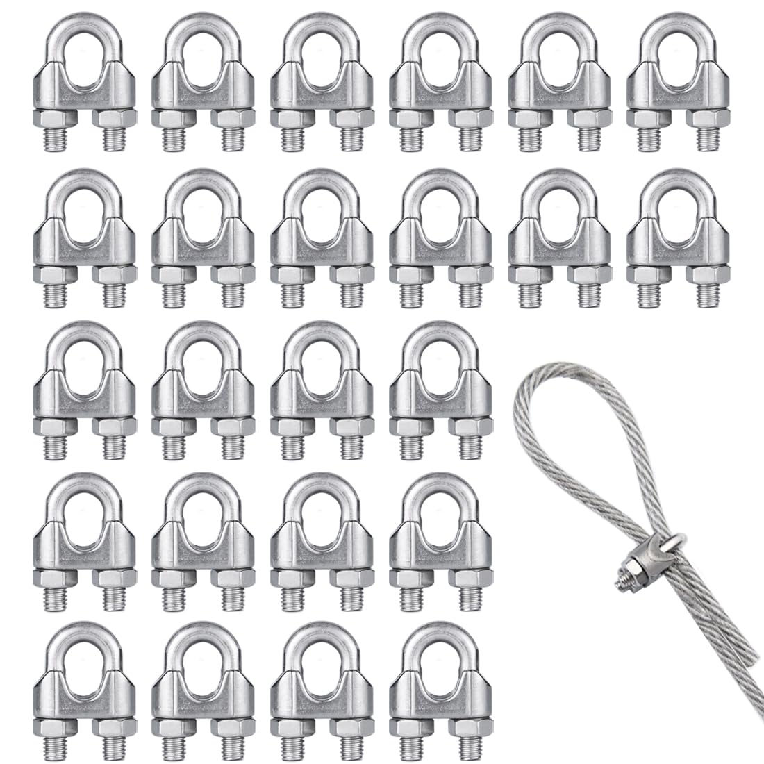 Venforze 24PCS M3 1/8"inch Wire Rope Clamp, 304 Stainless Steel M3 Wire Cable Clamps