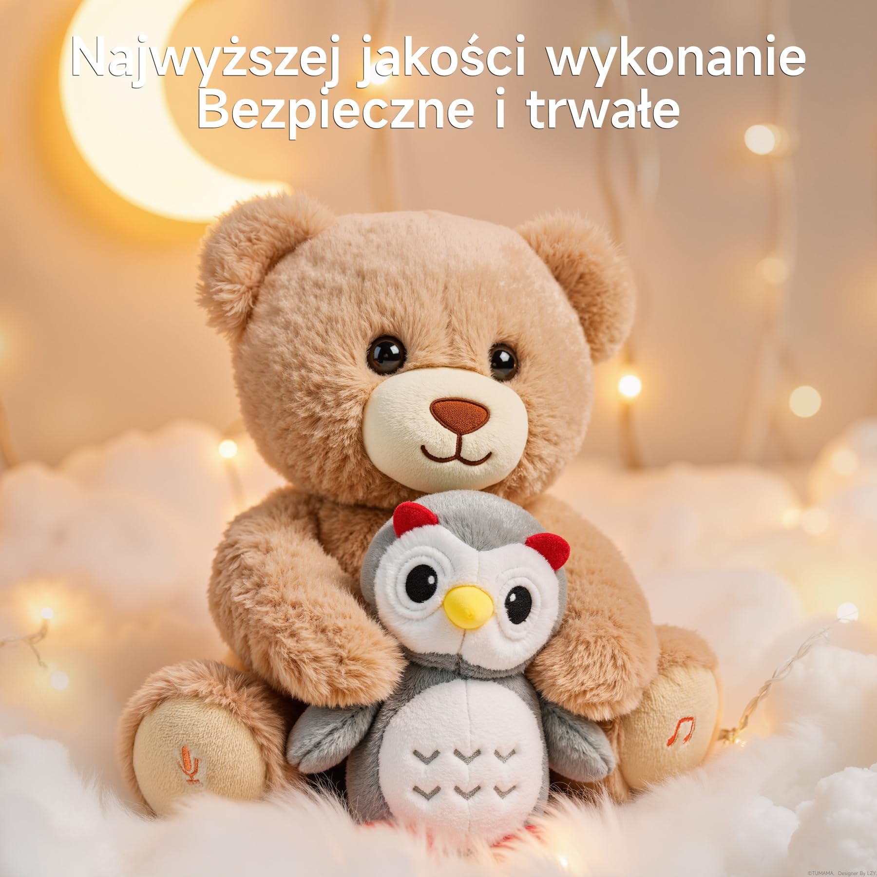 Muzyczny Pluszowy Miś z Sową, Interaktywny Mówiąca Przytulanka, Miękka Zabawka Pluszowa, Śpiewająca i Nagrywająca Pluszowe Zwierzątko, Prezent dla Niemowląt i Dzieci