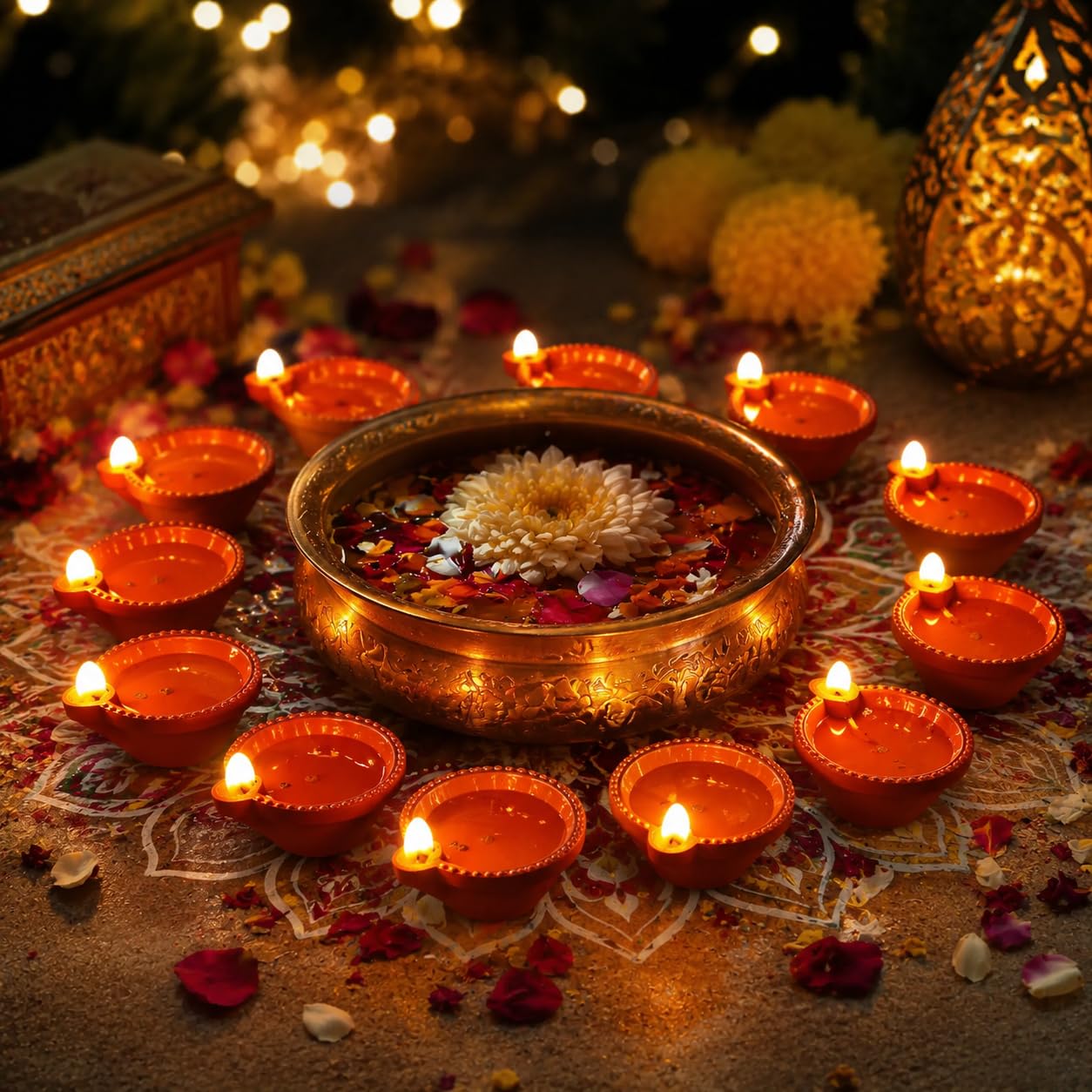 BONZELLA 24 Pcs Water Sensor Diya Lights Electric Flameless & Smokeless LED Diyas | Eco-Friendly Led Diya Candle Warm Ambient Lights for Home Decor, Diwali Festivals Decoration, Christmas, New Year 2