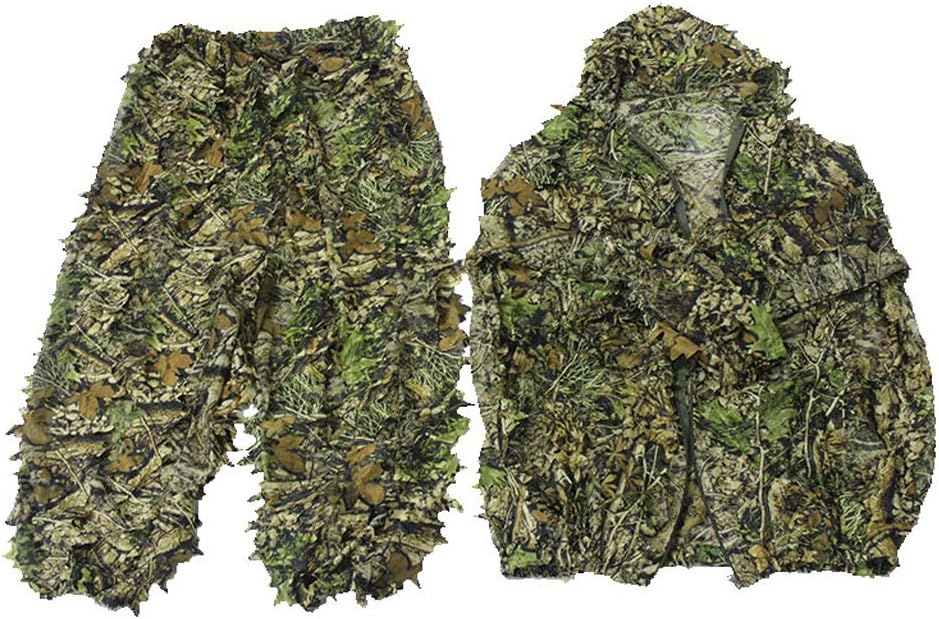 迷彩スーツ カモフラージュ衣装カモフラージュフード付きバイオニックトレーニングユニフォームハンティングスナイパー3dジャングルハンティング 直送商品 野生動物写真や鳥の迷彩服を見るのに適した三次元リーフカモフラージュスーツ成人コード シューティング