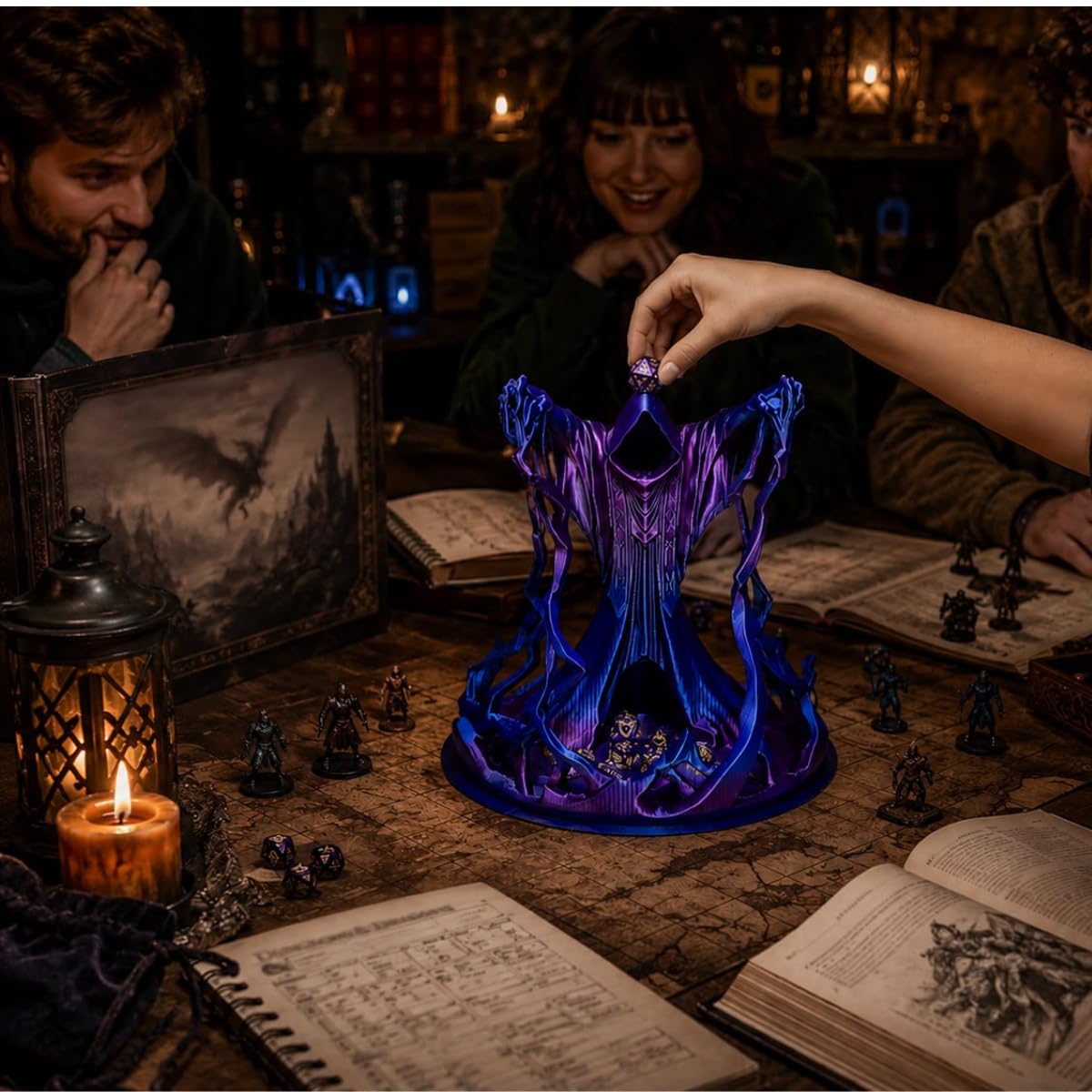 Torre dei Dadi D&D con Porta Dadi Integrato, Dice Tower per Dungeons & Dragons, Torre Lancia Dadi per Giochi di Ruolo da Tavolo RPG, Dadi D&D, Kit 7 Dadi in Omaggio