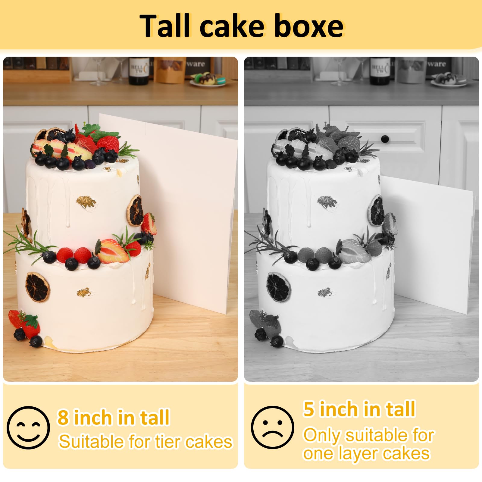 Moretoes 12 cajas para tartas, 10 x 10 x 8 pulgadas de alto con ventana, caja cuadrada para panadería con tapas para donas, pasteles, galletas, bodas, cumpleaños (blanco)