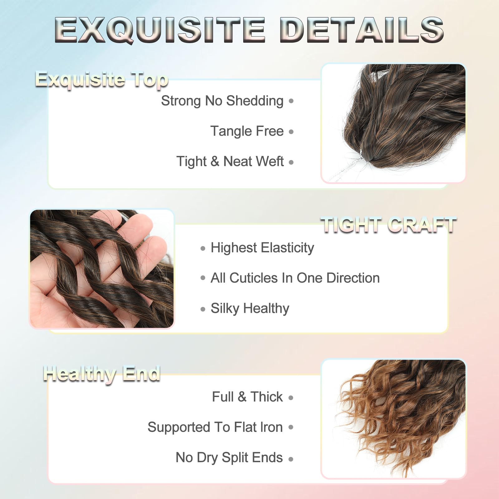 FANWYFYU 6Packs Deep Wavy Twist Crochet Braids Hair 14Inch French Curly Braiding Hair Pre-Looped Long Bohemian Crochet Hairs Water Wave Synthetic Curly Hair Extensions for Women and Girls (T1B-30) - Image 3
