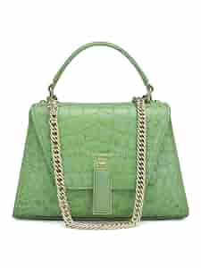 Da Milano Leather Satchel Bag for Women - Green : Amazon.in