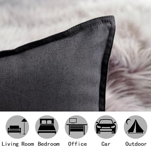 Miniatura 3 de Jeanerlor Juego de 2 fundas de almohada de 20 x 20 pulgadas (50 x 50 cm) de lino y algodón natural, con diseño único para adornar la casa, estudio,