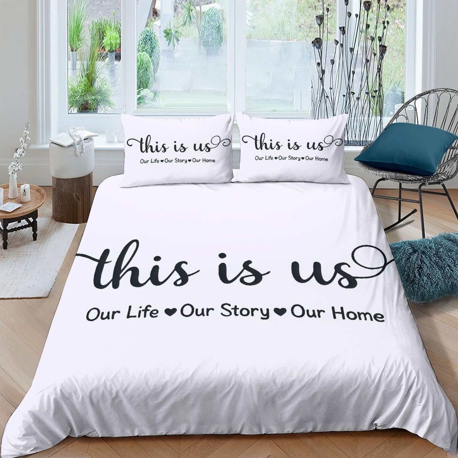 Ctjqhvkz Style-9 3D Printed Quote Lettering Fitted Sheet Microfiber Soft Bed Cover For Bedroom Decor, Our Story Home Mattress Protection Single（135X200cm）