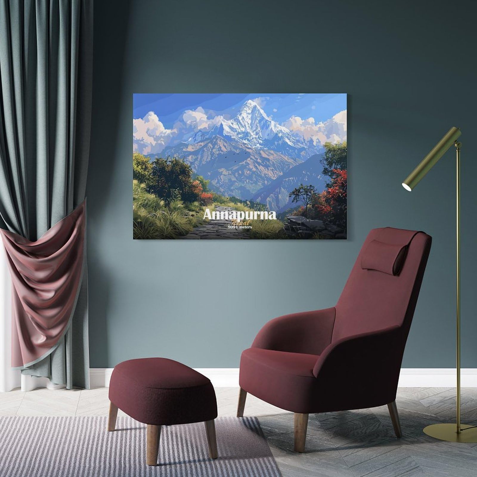 Junmoney Annapurna Mountain Range Canvas Wall Picture, 08x12inch(20x30cm), for Entrance Spaces, Stair Walls Or Halls, A Stylish Accent for Home Entrances