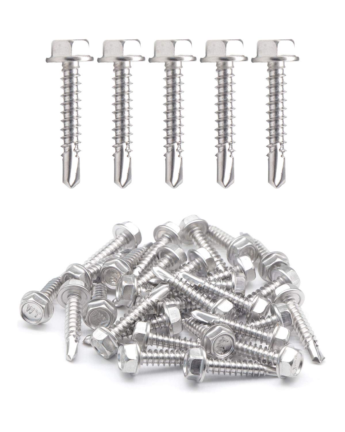 Buy 8 x 1" Stainless Hex Washer Head Self Drilling Screws 50pcs, Sheet