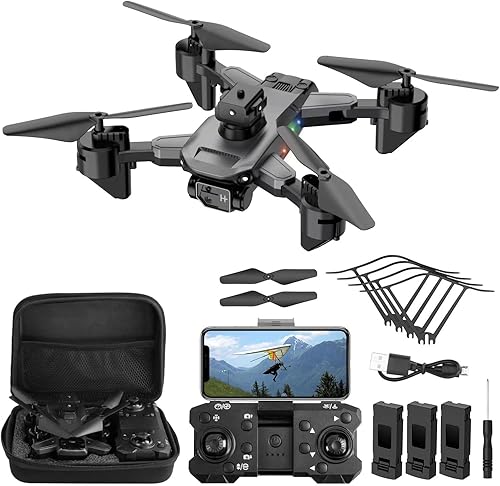 PETELLA Drone con cámara para adultos 4k plegable RC Quadcopter juguete de helicóptero video FPV en tiempo real giro de 360 de un solo toque evitar